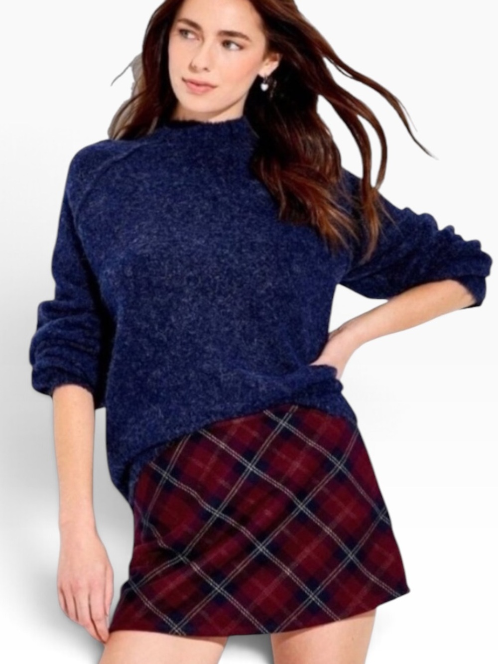 Wild Fable Burgundy Red Plaid Mini Skirt Skort XL
